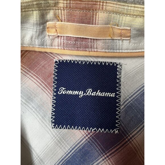 Tommy Bahama 3XT Plaid Mens Long-Sleeve Shirt Linen Cotton Blend lightweight - Picture 2 of 11